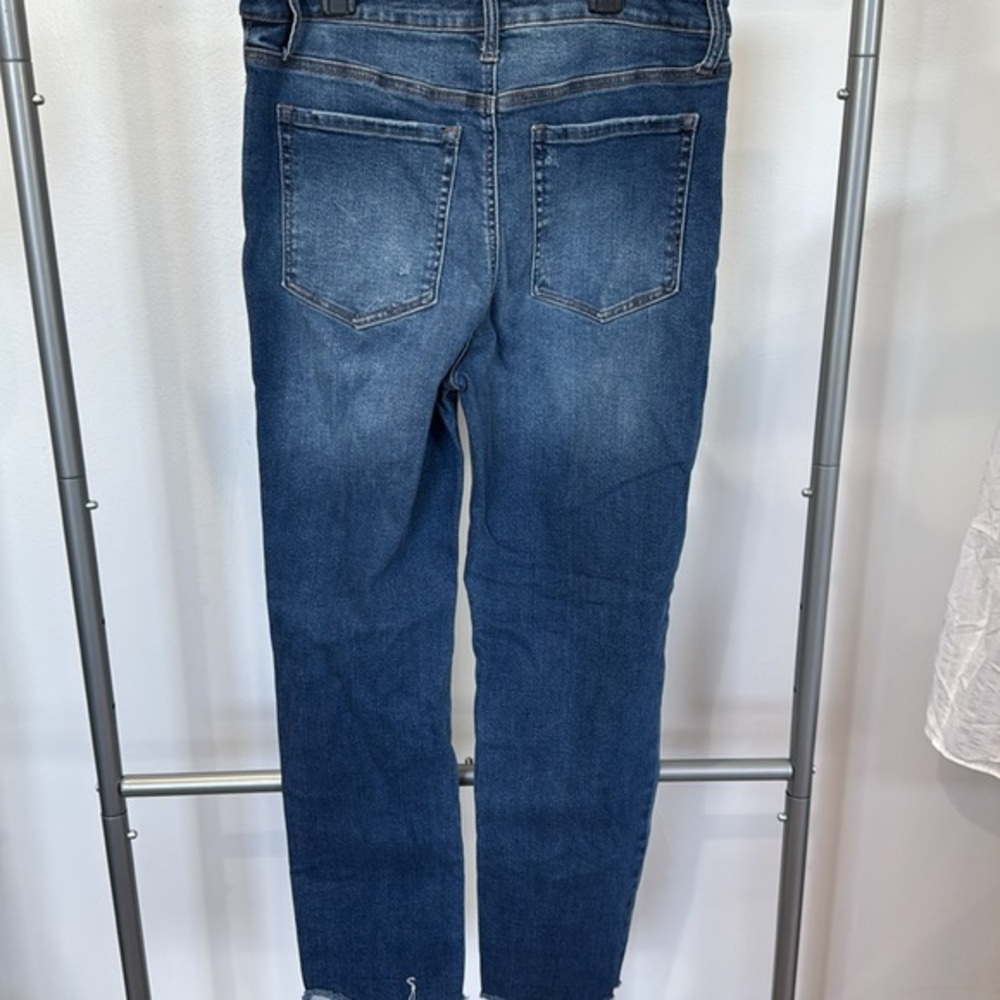 AND NOW THIS Blue Distressed High Rise Raw Hem Jeans Size 31 - Picture 2 of 6